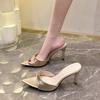 Модные женские босоножки на шпильке, летняя новинка, модные туфли с острым носком и открытым носком, противоскользящие, износостойкие, на высоком каблуке