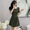 French Campanula Summer Chic Petite Square Neck Slimming Little Black Dress