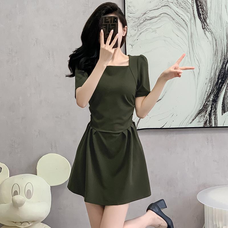 French Campanula Summer Chic Petite Square Neck Slimming Little Black Dress