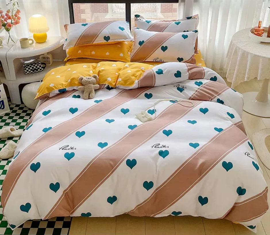 Floral Bedding Set for Kids Adult Bed Linen Duvet Cover + Flat Sheet + 2pc Pillowcase Single Queen King Size Home Textile B92M