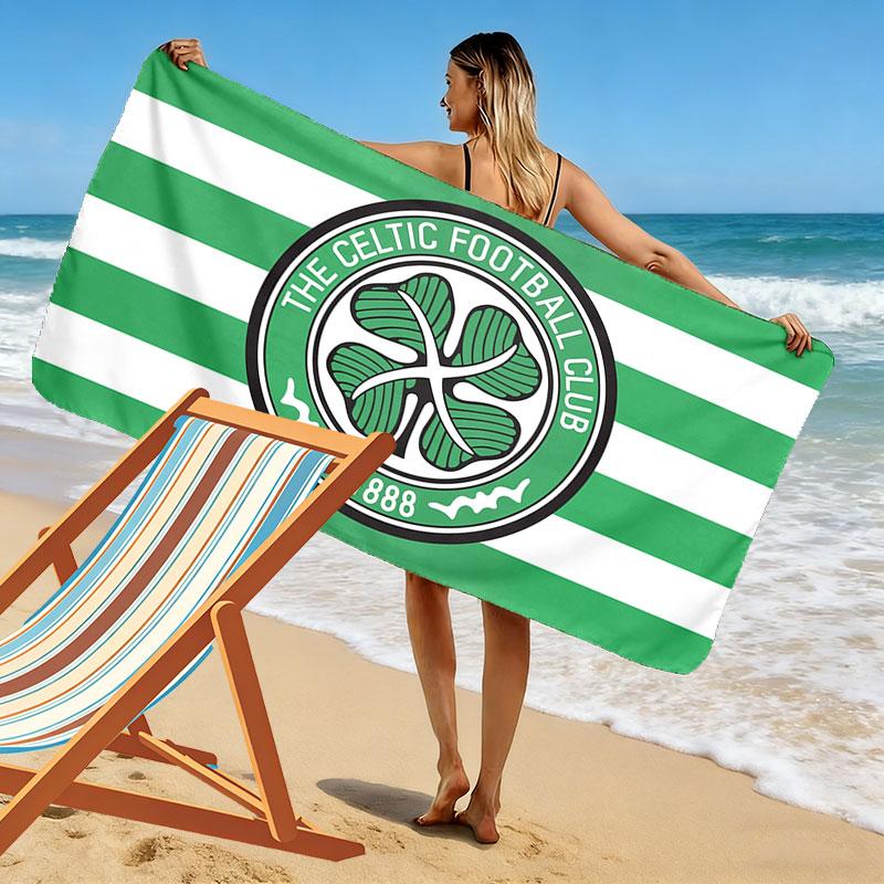 Celtic Football Team Logo Print Beach Towel, Large Soft Quick Dry Towel for Beach Camping Swimming