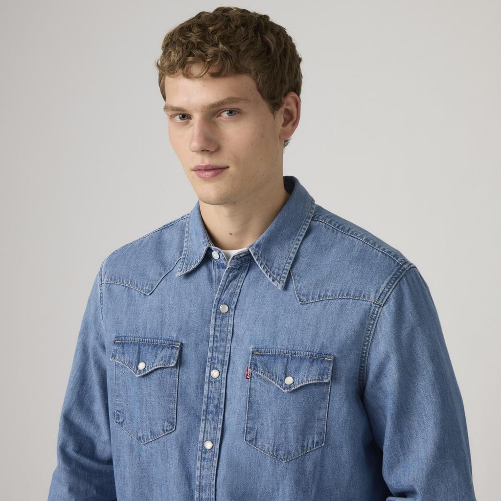 Levi's Классическая джинсовая рубашка в западном стиле Мужская с длинным рукавом US L 85745-0108