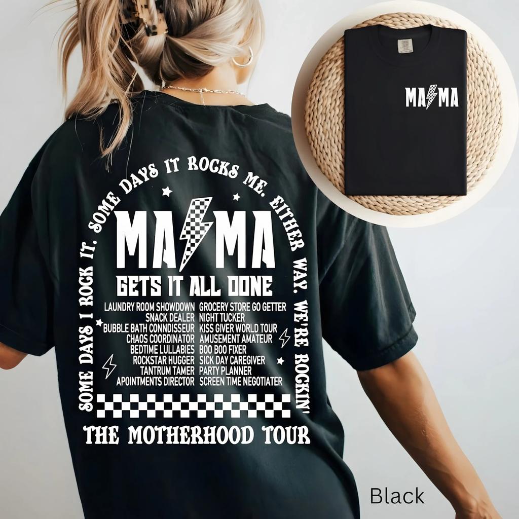 Mama T-shirt | Motherhood Tour Shirt | Retro Rock Concert Mama Tee | Mother's Da
