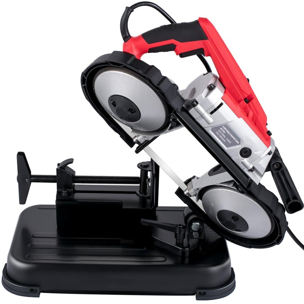 Portable Band Saw, with Removable Alloy Steel Base Cordless Band Saw, 5 Inch Cutting Capacity Hand held Band Saw,Variable Speed Portable Bandsaw,
