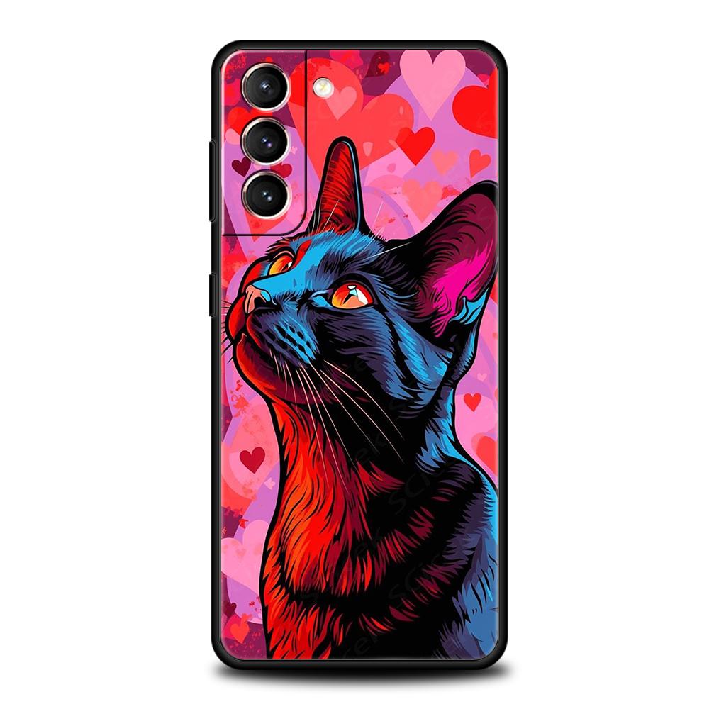 Милый Мультяшный Кот Чехол для Телефона Для Samsung Galaxy S25 Edge S24 S23 S22 Ultra S20 S21 FE 5G S10 S9 Plus S10E Мягкая Крышка