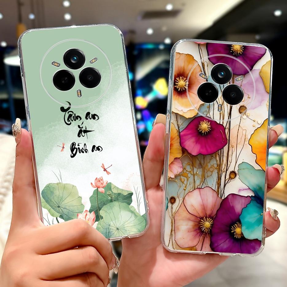 Чехол для Realme 14 Pro Plus RMX5051 Красивые Цветы Рисованный Чехол Мягкий Силиконовый Чехол Для Realme 14 Pro Realme14 Pro+ 5G Чехлы