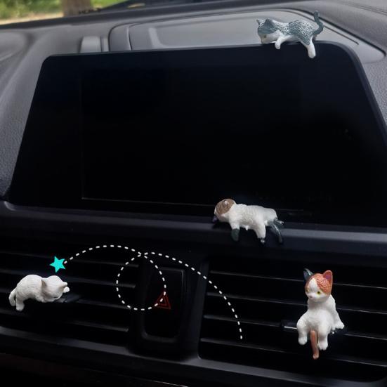 5/12 шт. Мини-фигурка кошки Крепление на приборную панель автомобиля, экран центрального управления, дисплей, спящий, лежащий, сидящий котенок, статуэтка, скульптура животного, украшение