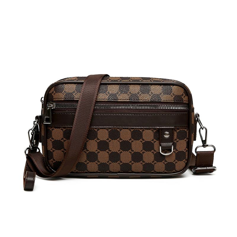 Повседневная деловая сумка через плечо для мужчин, сумка через плечо из искусственной кожи, маленькие сумки через плечо, дизайнерские мужские сумки на ремне в квадратную клетку