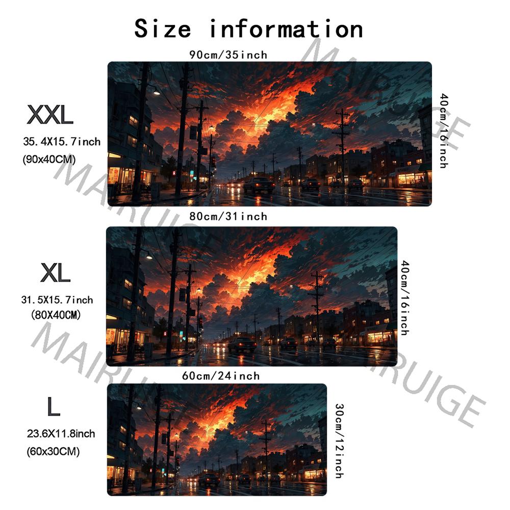 Sunset Cityview Mouse Pad Large Computer Office Game Table Mat XXL Rubber Anti-slip Stitched Edges Keyboard Mats Long Desk Pads