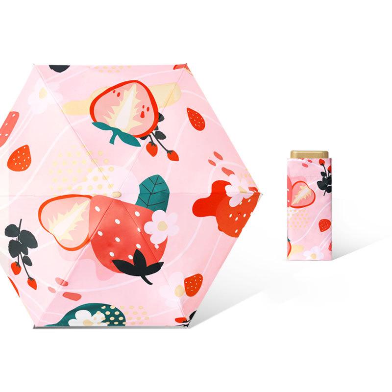 Small Fresh Portable Rain And Sun Anti-UV Umbrella Lady Chic Oil Painting Parasol Sunscreen Protection Mini Five-fold Umbrella
