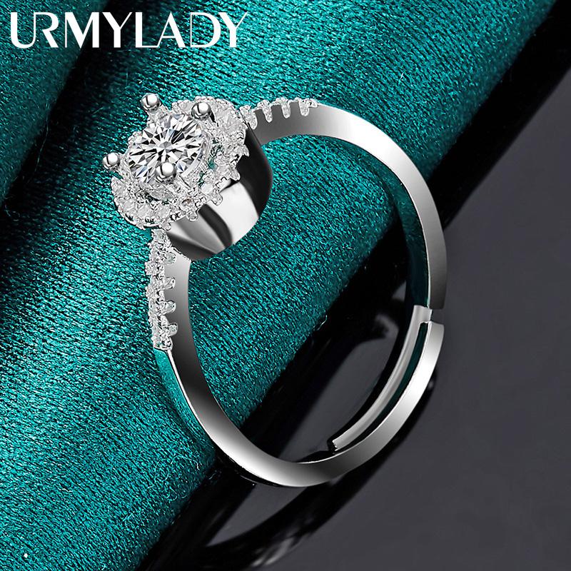 Кольцо из стерлингового серебра 925 пробы с цветочным цирконом для женщин, очаровательные ювелирные изделия