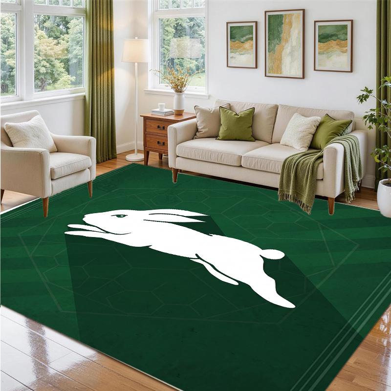 South Sydney Rabbitohs Design Crystal Velvet Rug Soft Decorative Mat for Bedroom Entrance