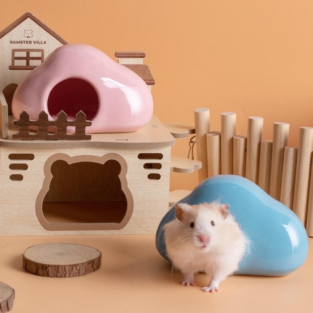 Non-Slip Ceramic Hamster Nest Smooth Surface Hamster Cooling House Summer Cooling
