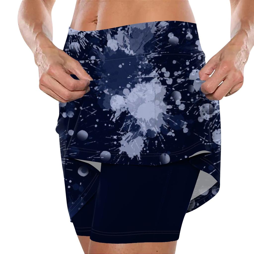 Женская юбка, эластичные брюки-кюлоты для йоги для женщин, спортивные шорты с принтом, легкие узкие однотонные бегуны с высокой талией