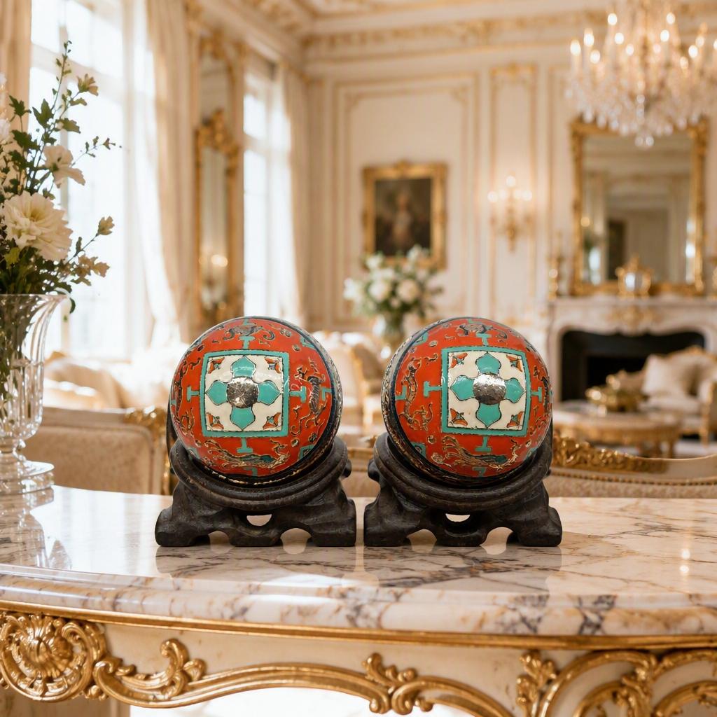 Feng Shui Energy Baoding Balls, Hand Exercise Balls, Zinc Alloy Hand Massage Balls,Luxury Home Decor & Collection Gift