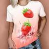 Сладкая клубника 3D-печать Женская футболка - Круглый вырез, Мягкая ткань, Повседневный комфортный топ