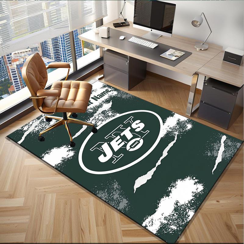 Custom Name Rug Jets Football Area Rug Suitable for Indoor And Outdoor,Carpets for Homes, Offices,Living Rooms,Home Decor,Christmas Gift