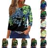 3/4 Length Sleeve Womens Tops Floral Print Vintage Fashion Casual Loose With Round Neck Plus Size Shirts