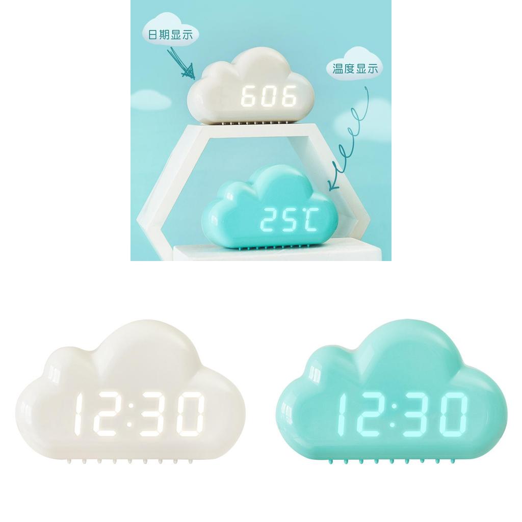 Cloud Shape Electronic Alarm Clock With Led Display And Sleep Timer Suitable For Kids And Teens