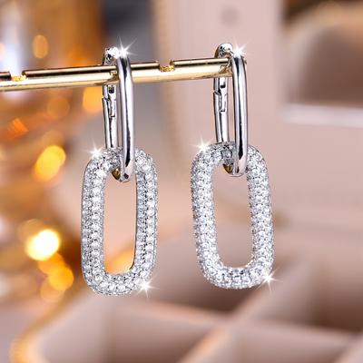 Модные серебряные серьги-кольца овального круга с инкрустацией цирконом для женщин, роскошные минималистичные свадебные украшения