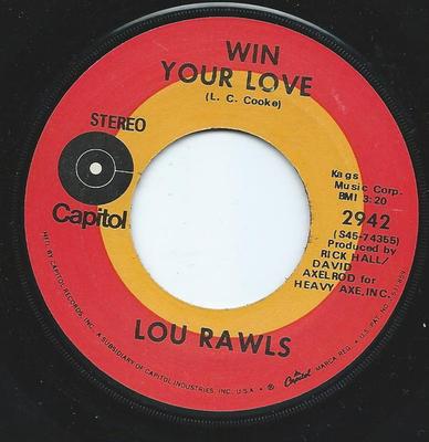7-дюймовая пластинка ЛУ РАУЛС - Завоюй твою любовь 2942 Capitol Records 1970 США Соул/Фанк Б/У
