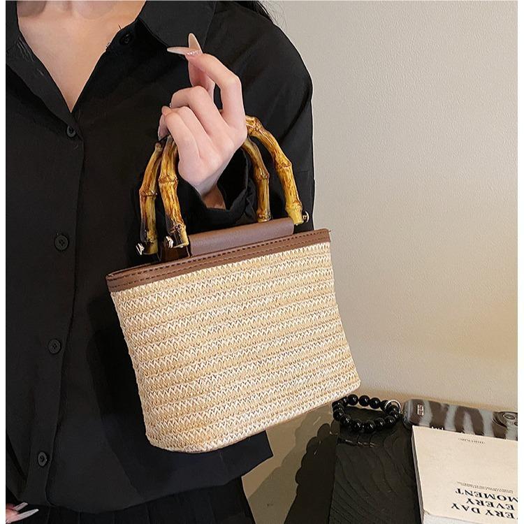 Straw Basket Small Bag for Women, New Fashion Woven Handbag, Spring Summer Textured Crossbody Bag