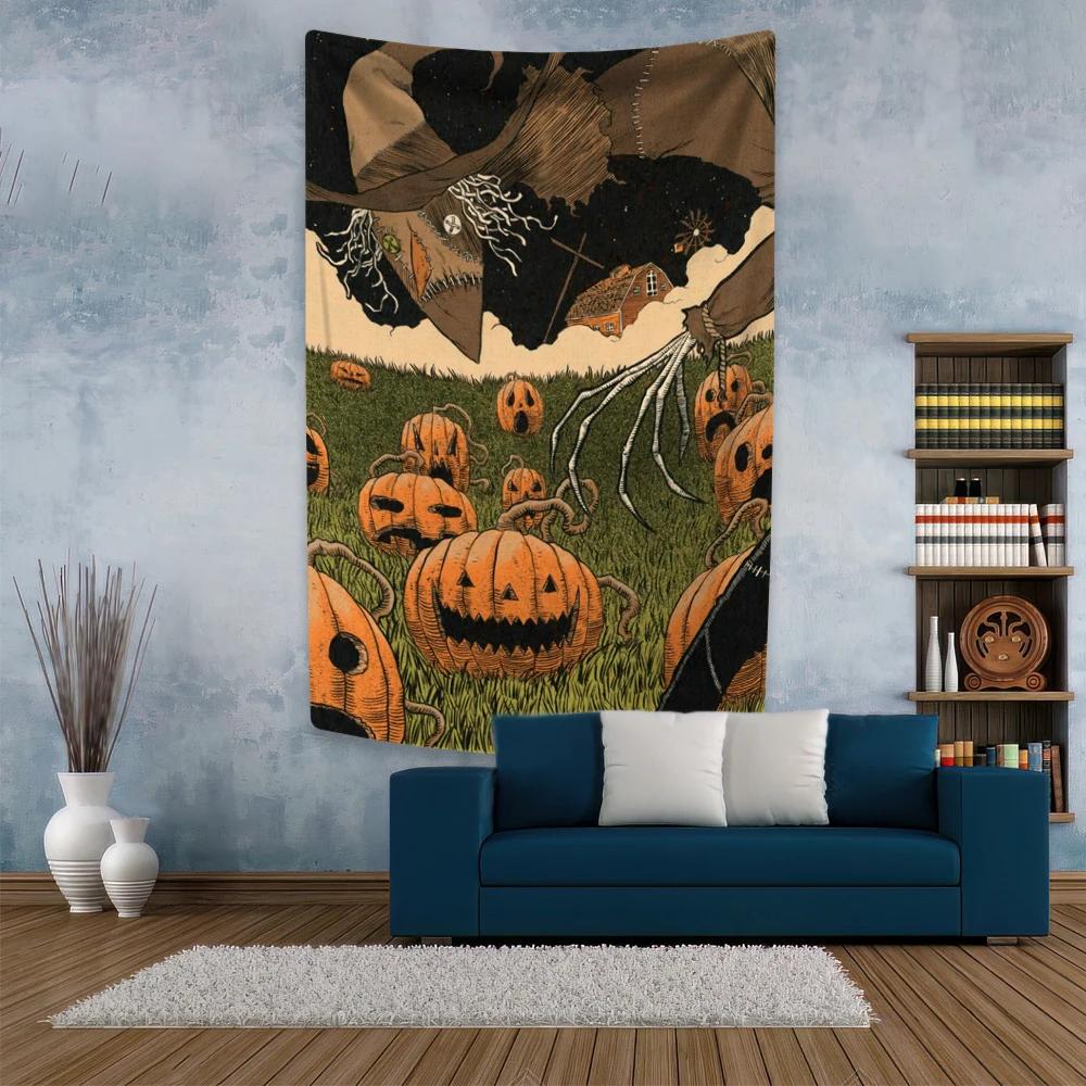 Halloween Tapestry Horror Cartoon Printed Wall Hanging Bedroom Or Home Decoration Holiday Gift Party Background Cloth