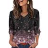 Women's Fashionable And Casual Floral V-neck Top