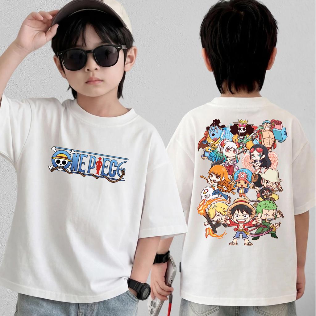 Anime One Piece Cosplay TShirt Cotton Short Sleeve Tops Casual Loose Retro TShirt Men Women Kids Family Matching Outfits