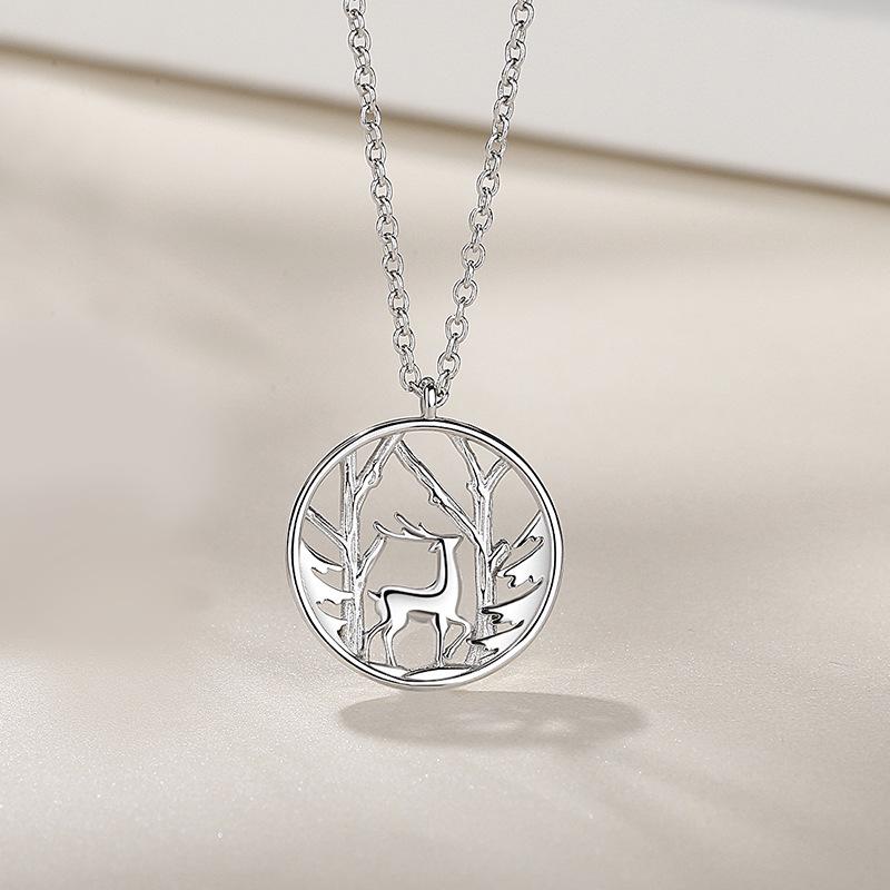 Ожерелье для пары «Кит и Олень в стиле Мори» - Модная цепочка для ключицы с подвеской в виде маленького оленя для мужчин и женщин, идеальный студенческий рождественский подарок на День святого Валентина.