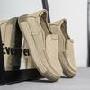 Fashion Men's Beige Canvas Slip On Sneakers - Thick Sole Rubber Sole Minimalist Stitching Casual and Comfortable for Women Hiking Shoe