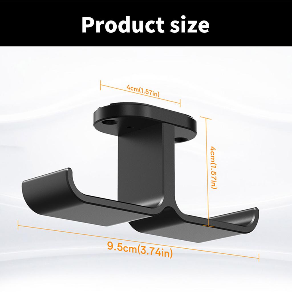 Dual Headphone Stand Hanger Under Desk Mount Hook Storage Rack for Office and Home Space Saving Metal Bracket Black
