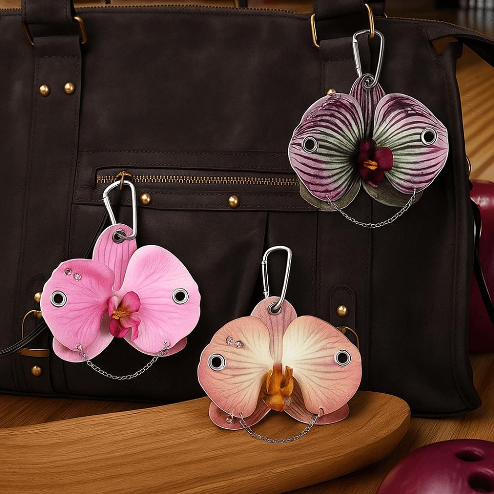 Keyring Imitation Flower Pendant Rivet Bag Pendant Zinc Zinc Alloy Phalaenopsis Orchid Keychain  Women Girls