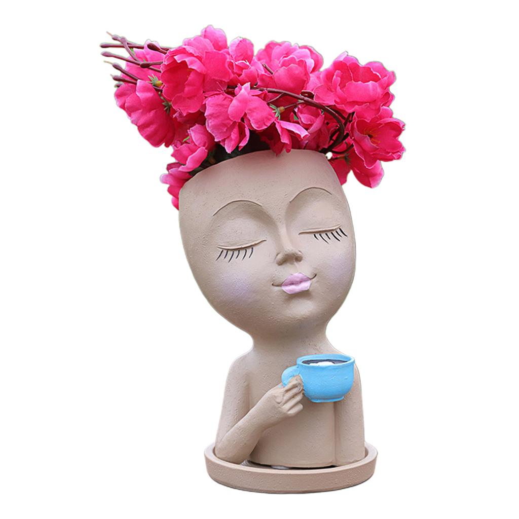 Статуя девушки кофе, ваза для цветов, современная декоративная маленькая ваза, полимерный цветочный горшок в скандинавском стиле для украшения дома, гостиной
