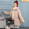 2024 Winter Plus Size Korean Style Mid-Length Thickened Cotton Coat for Women