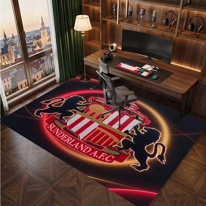 Ковер из хрустального бархата с принтом футбольного клуба Sunderland, Удобный, Впитывающий влагу, Нескользящий, для помещений
