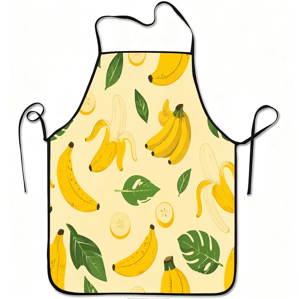 1pc Banana Tropical Leaves Print Apron, Durable And Easy to Clean, Adjustable Waistband, Polyester Material, for Kitchen Cooking, Gardening, Orchard P