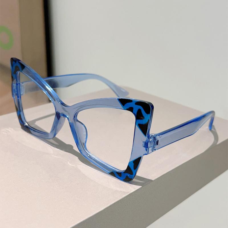 Очки в форме бабочки Женские Модные Оверсайз Блокирующие Синий Свет Оптические Оправы Трендовый Дизайн Ободка в Стиле Пэчворк Очки