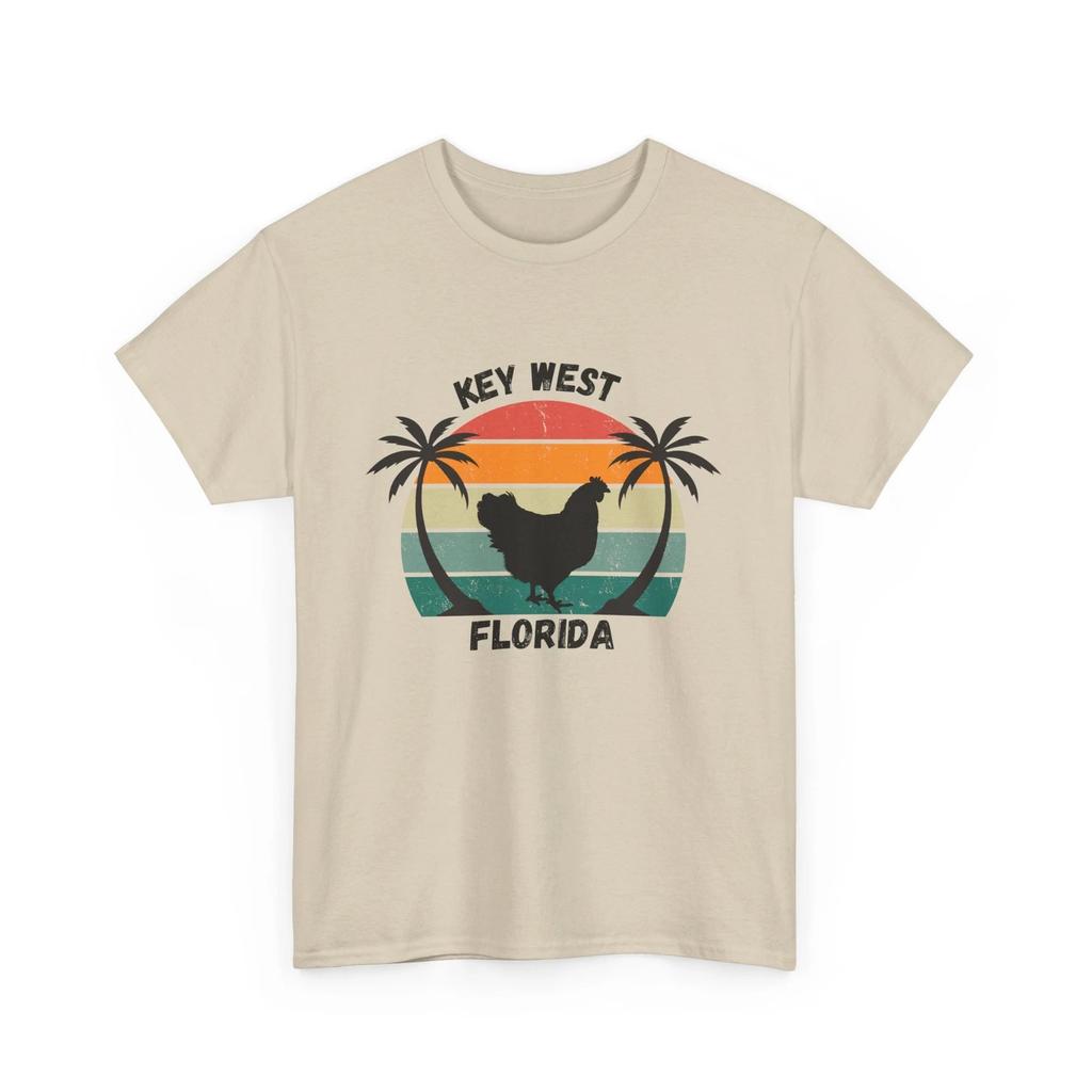 Retro Chiken Shirt/ Key west/ Florida/ Retro sunset/ Unisex Heavy Cotton Tee