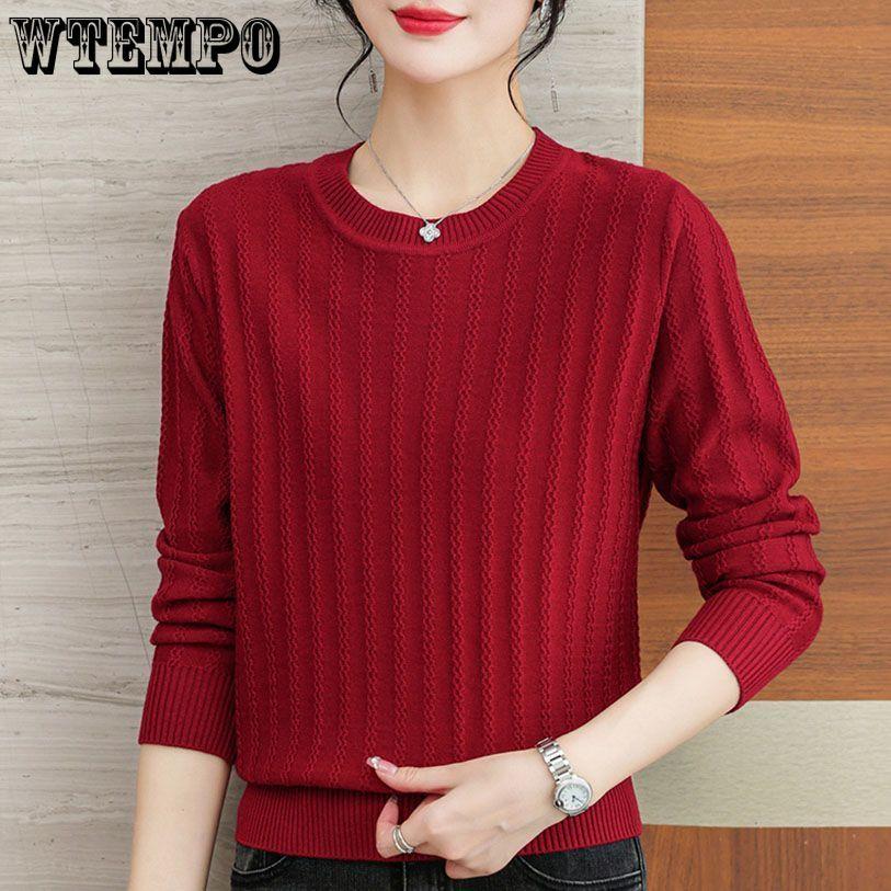 Women Sweater Long Sleeve Top Knitted Pullover O-Neck Fashion Sweater Woman Winter Solid OL Sweaters