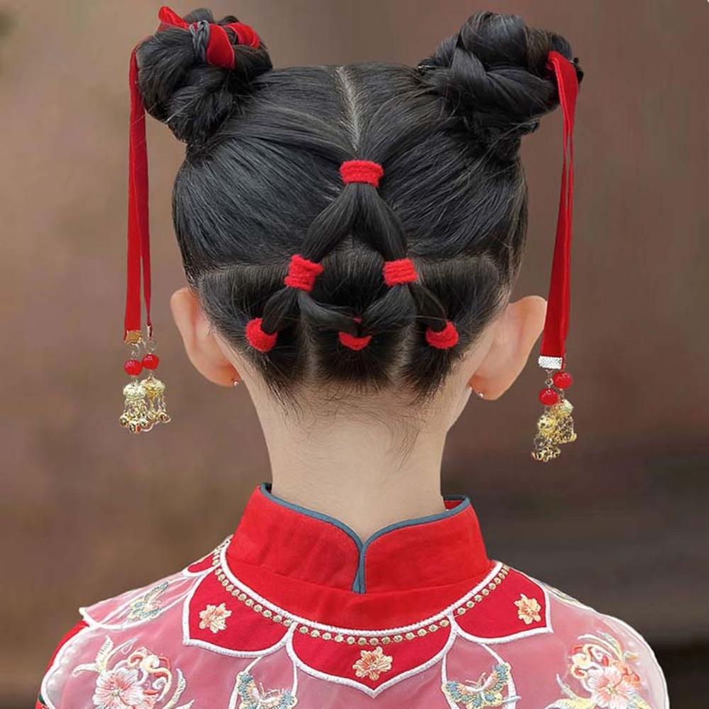 Tassel Satin Red Long Headband Butterfly Girls Ribbon Head Rope Chinese Long Hairband Festival
