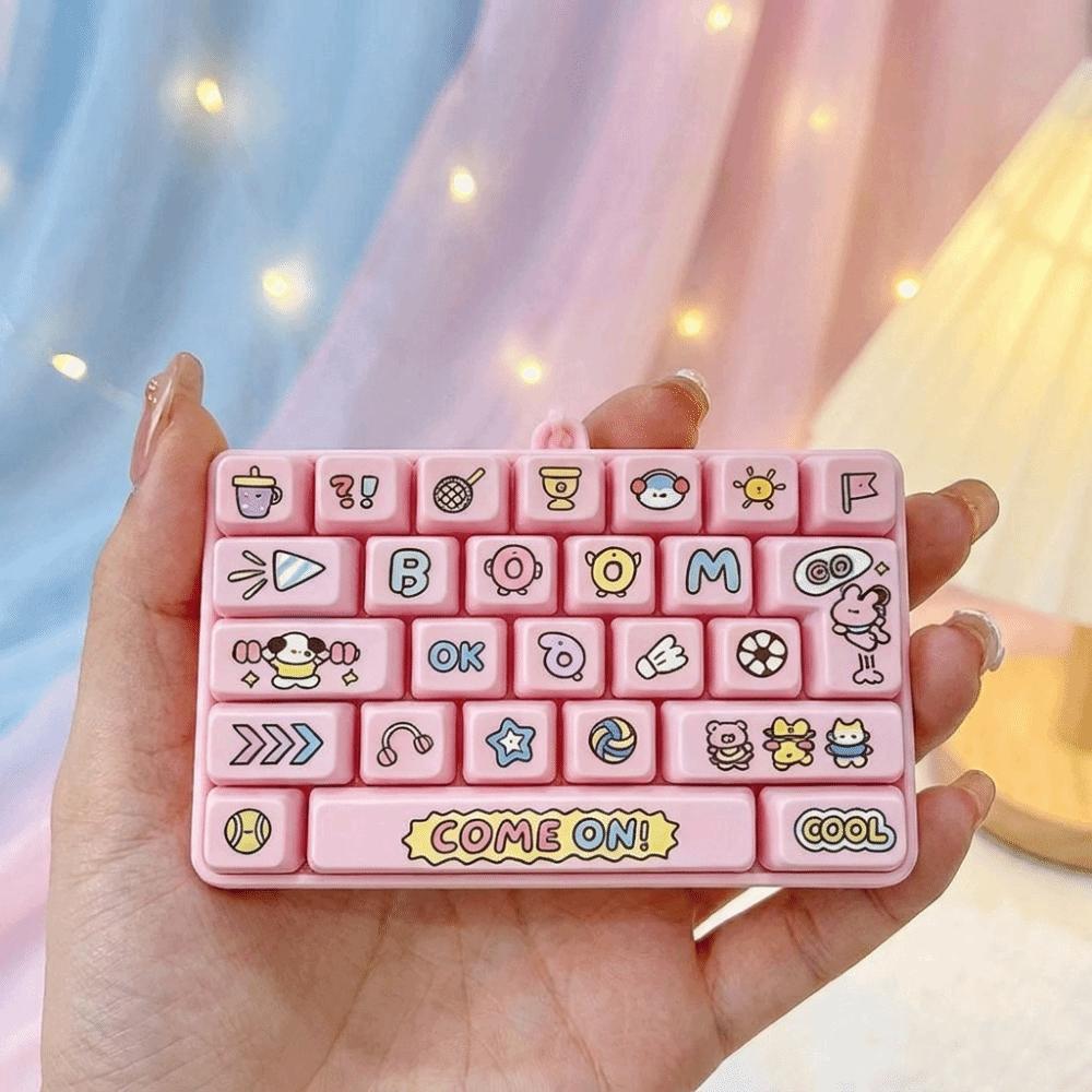 Cartoon Keycap Clicker Cute Fidget Keychain Mini Keychain Decompression Button Toy Small Gift