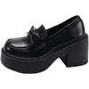 Black Retro British Style Platform Thick Heel Small Leather Shoes Women's 2025 New Summer Skirt Versatile Loafer Single Shoes