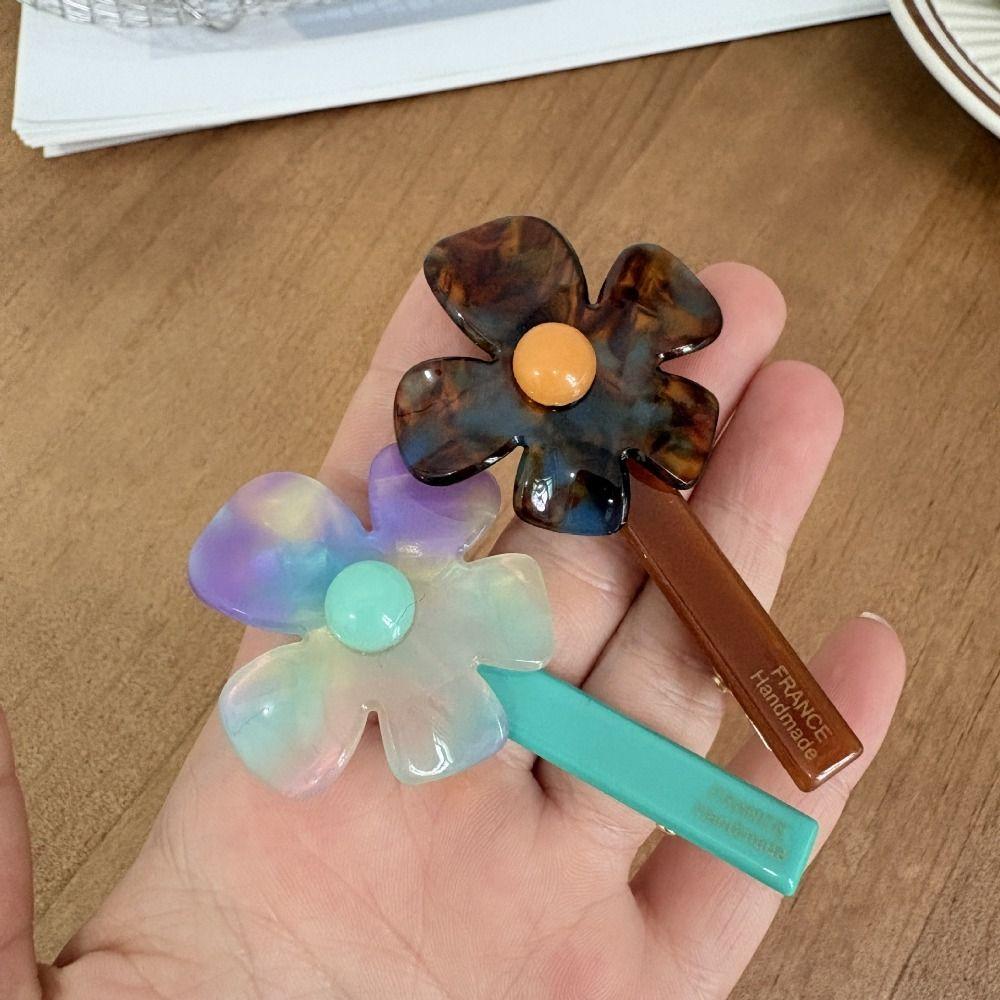 2Pcs Flower Shape Flower Hair Clips Acetate Side Hair Clips New Duckbill Hairpins Hair Styling