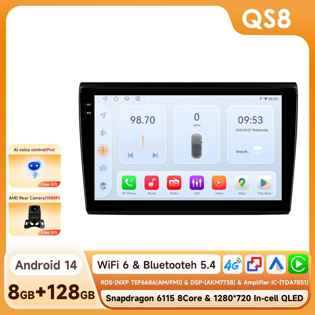 8core Android Auto Car Radio Player for Fiat Bravo 2007-2012 Wireless CarPlay GPS Intelligent Car Multimedia Autoradio 360°Cam