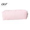 Stylish Pencil Bag for Office Striped Case, Large Capacity with Full-Opening Zipper Organizer, Lightweight Pen Case Commuters Durable Polyester