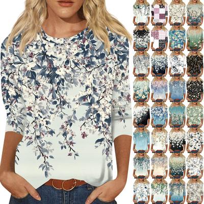 Женский модный повседневный пуловер с воротником три четверти и принтом