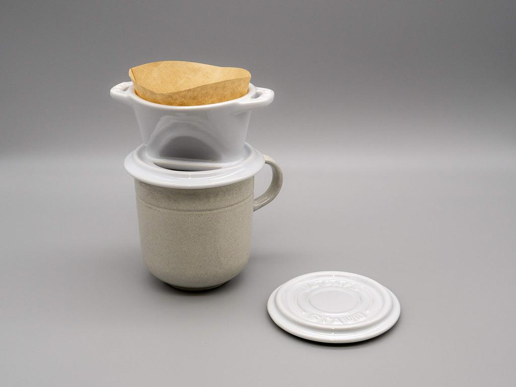 Глянцевые керамические кофейные чашки Staub Dripper, белые, официальные, "Coffee White" 1-2 [Японский продукт] 40508-535