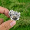 Natural Plume Agate Gemstone Multi Stone Adjustable Ring 925 Silver For Girls