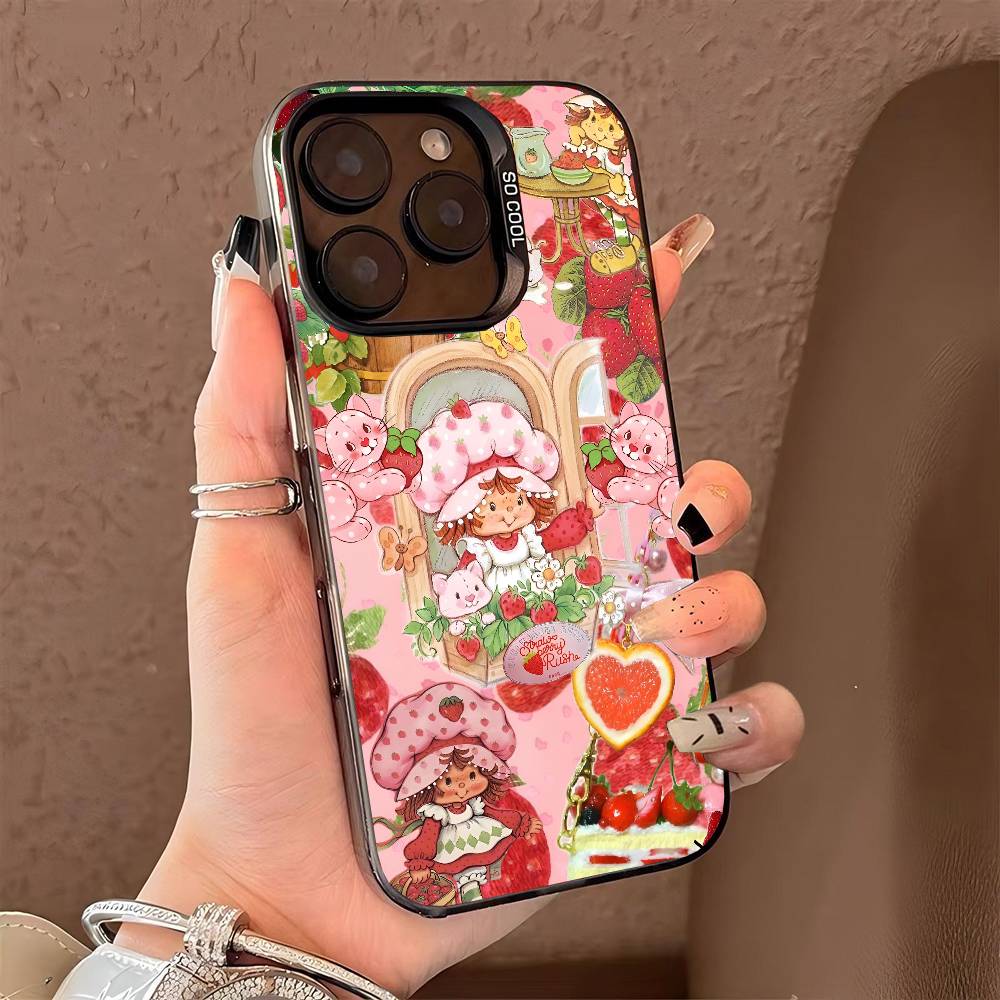 Чехол для телефона Клубничный Ш-Шорткейк для iPhone 17 17Air 16 15 14 13 12 11 Pro Max Plus Цветной Серебристый